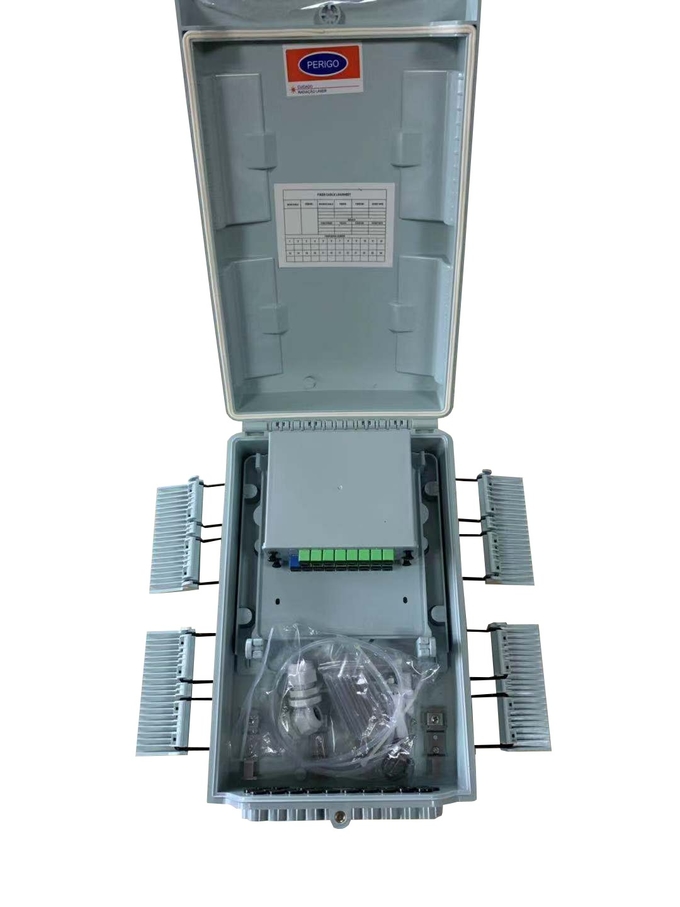 China 24 Port Kotak Distribusi Serat Optik ABS IP 65 Dengan Metode Dinding / Tiang SC Plug-in PLC Splitter 2