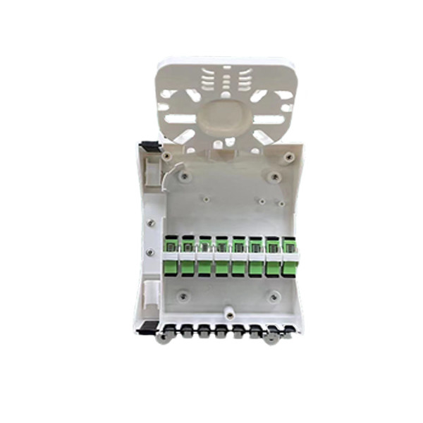 FTTH 8 inti dinding Kotak Distribusi Serat Optik kotak terminal optik PC + ABS IP65 dengan adaptor 8pcs 1